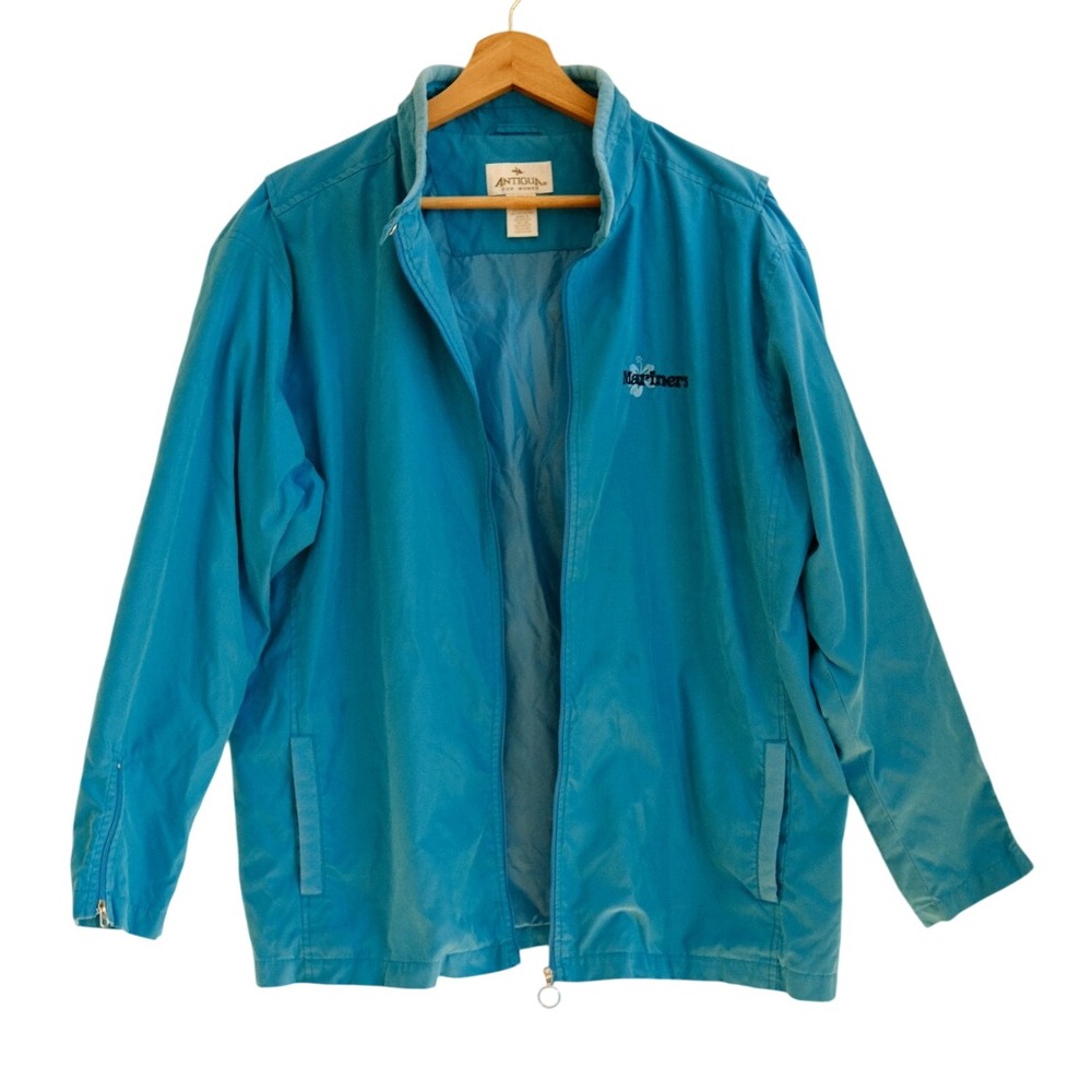 VTG 90s Seattle‎ Mariners Hibiscus Baseball Jacket XL Antigua Blue Retro Floral